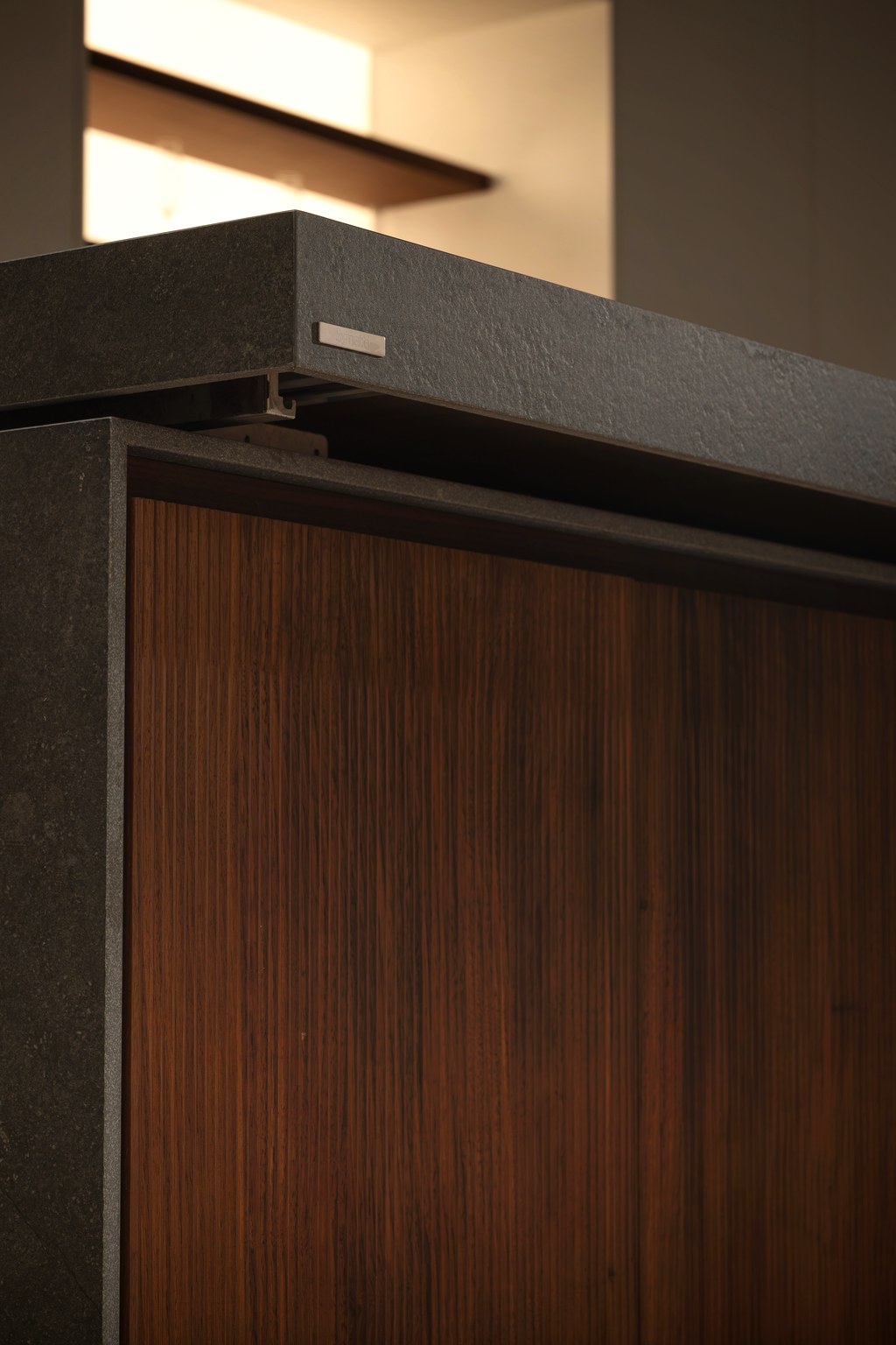 Fluted walnut cabinetry